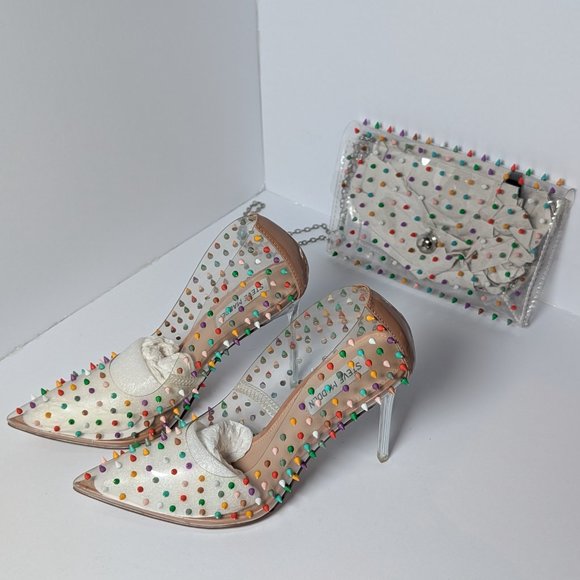 Multi-Colored Steve Madden Spiked Purse and Shoes Set - Picture 2 of 2